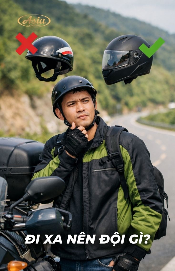 Có nên dùng mũ bảo hiểm nửa đầu khi đi xa không